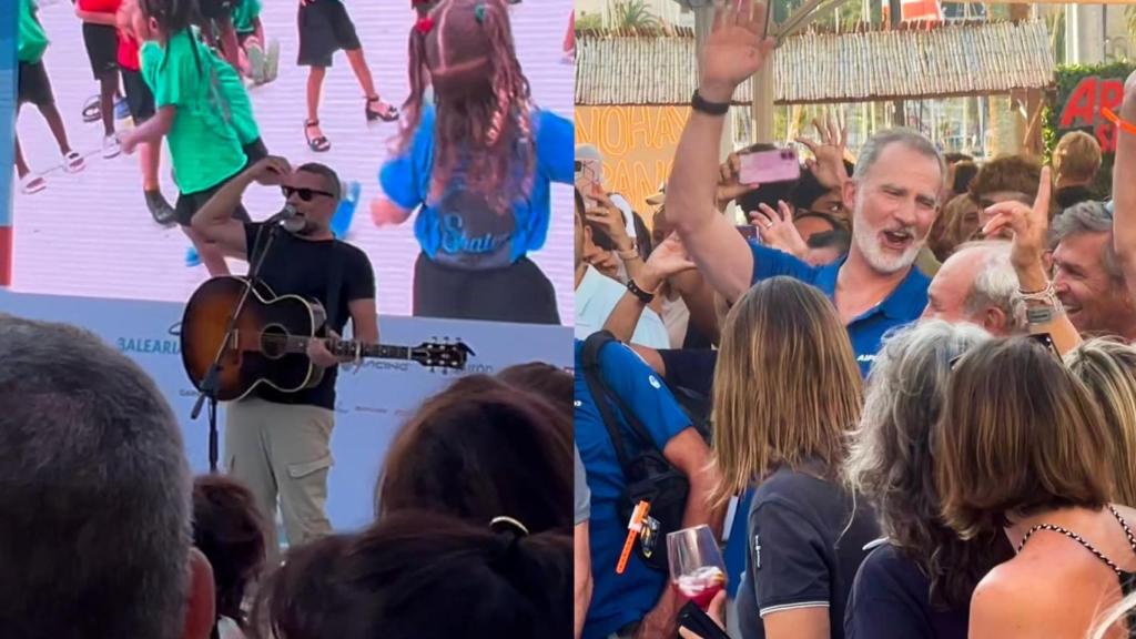 La imagen más espontánea de Felipe VI en el concierto de Jaime Anglada en Mallorca.
