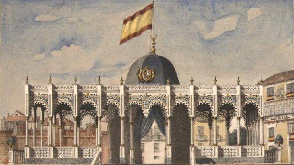 Kiosko embarcadero visto desde el mar, 1862.