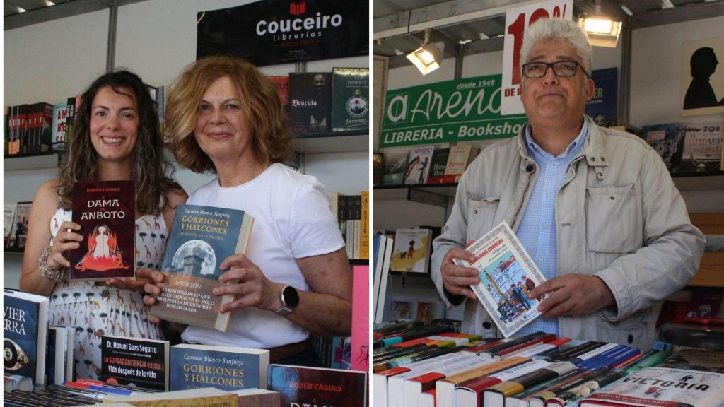 Casetas de la librería Couceiro y la librería Arenas en la Feria del Libro de A Coruña.