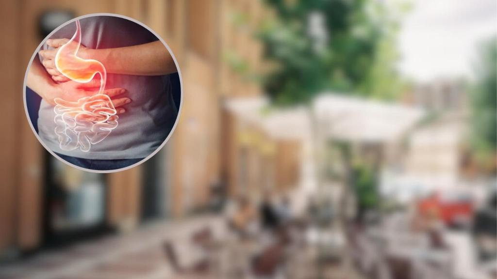 Montaje de una persona con dolor de tripa.