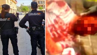 Agentes de la Policía Nacional de Elche y el agente agredido.
