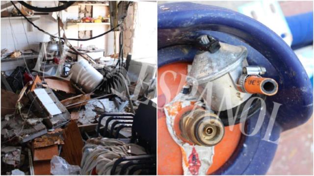 La cocina de Casa Javi donde estaba la bombona de butano que supuestamente fue cortada por la hostelera para hacer explotar este bar de Lo Pagán.