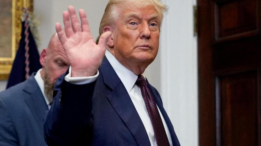 El presidente de Estados Unidos, Donald Trump, pronuncia un discurso en la Casa Blanca en Washington, D.C.