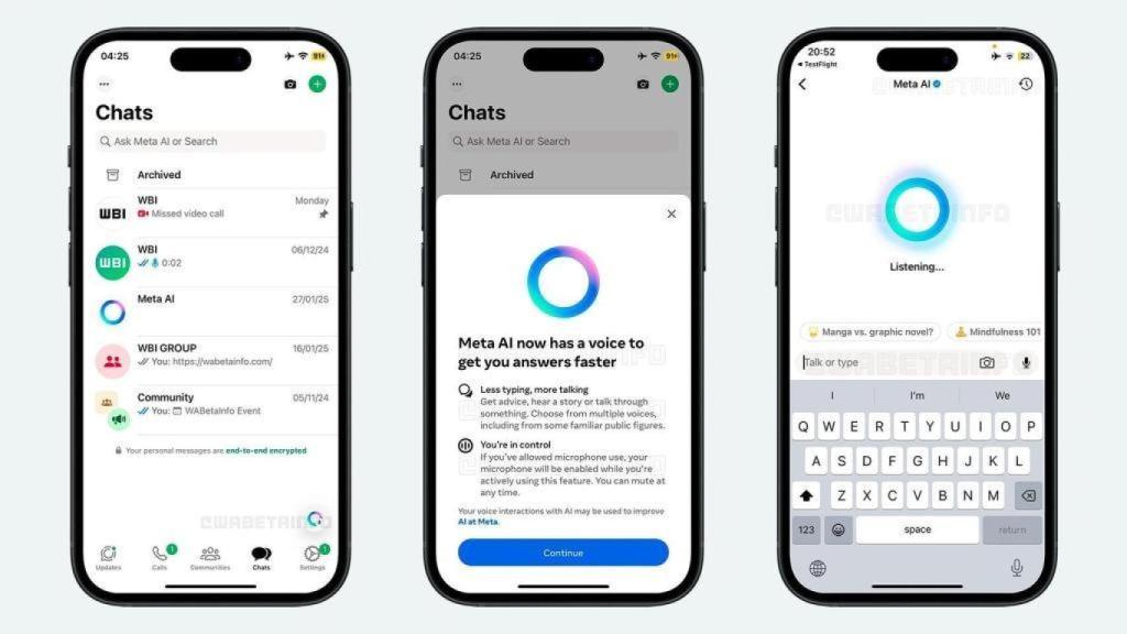 Posición de Meta AI en WhatsApp.