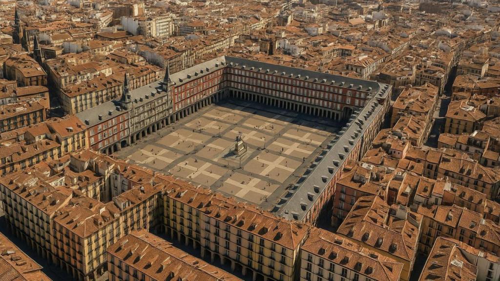 Vista aérea de la plaza Mayor de Madrid.
