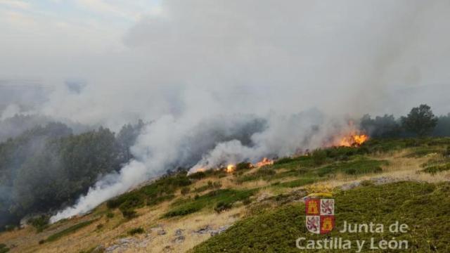 Imagen del incendio forestal en Olleros de Alba (León)