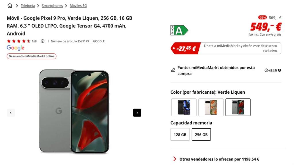Google Pixel 9 Pro en Media Markt