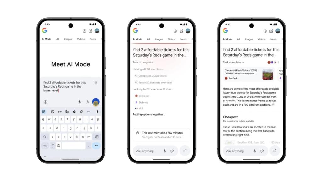 Modo IA en teléfono móvil