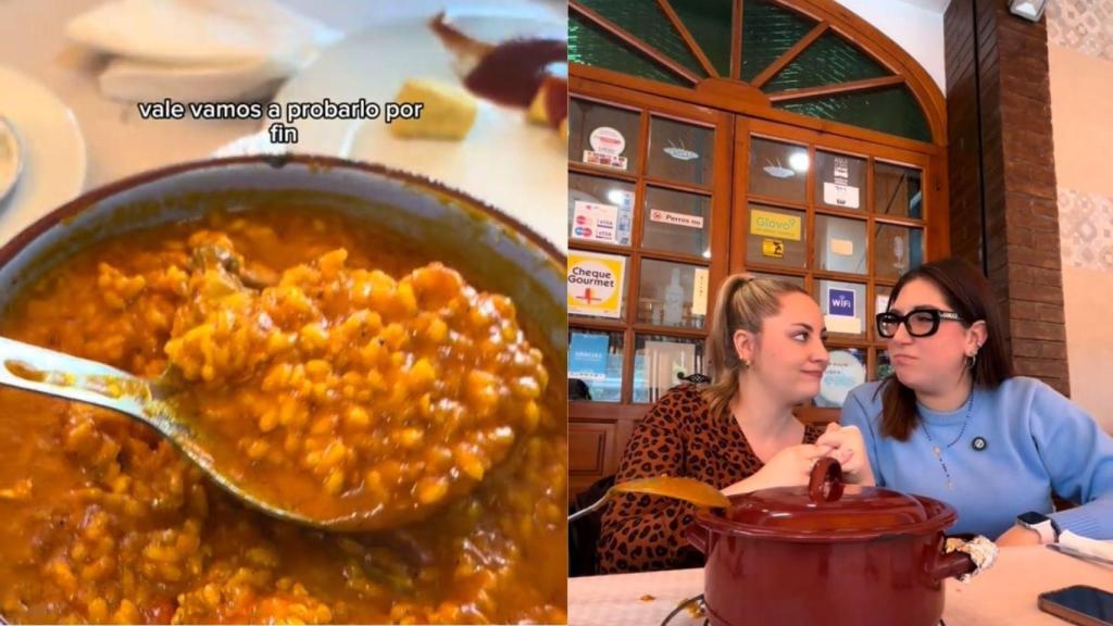 Una turista italiana alucina al probar uno de los platos más conocidos de este mesón: “Está rico, es como una sopa de arroz”
