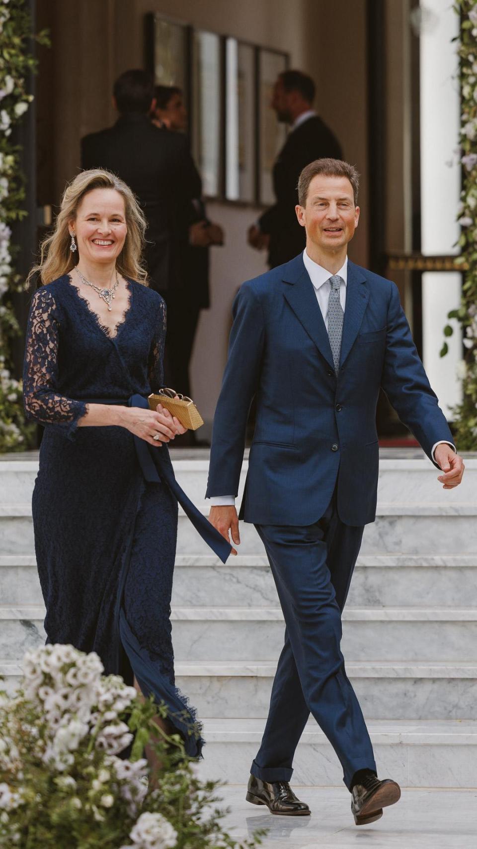 Los príncipes Alois y Sofía de Liechtenstein en la boda de Al Hussein bin and Rajwa Al Saif, en Amán, en junio de 2023.