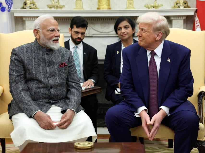 El presidente de Estados Unidos, Donald Trump, se reúne con el primer ministro indio, Narendra Modi, en la Casa Blanca en Washington, Estados Unidos, el 13 de febrero de 2025.