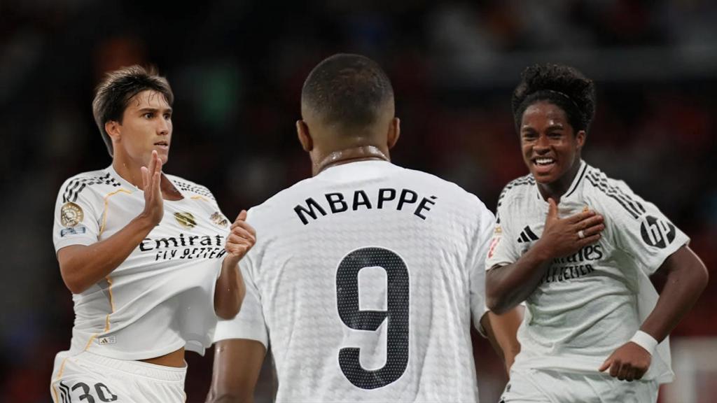 Gonzalo, Mbappé y Endrick, en un fotomontaje