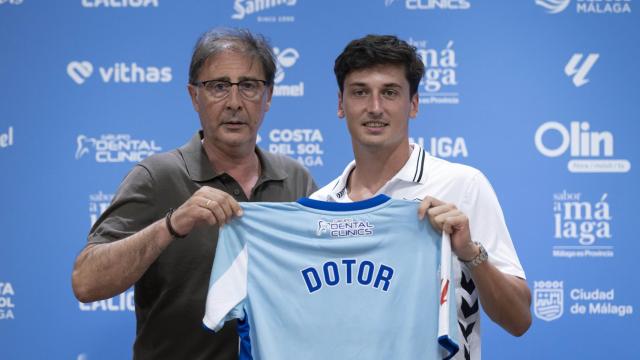 Carlos Dotor durante su presentación como jugador del Málaga CF