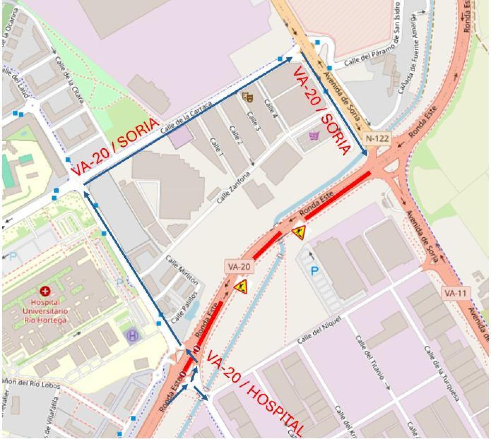 El tramo cortado y las rutas alternativas