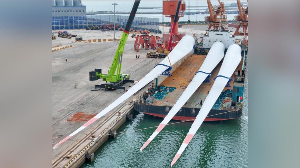 Palas cargándose en el barco.