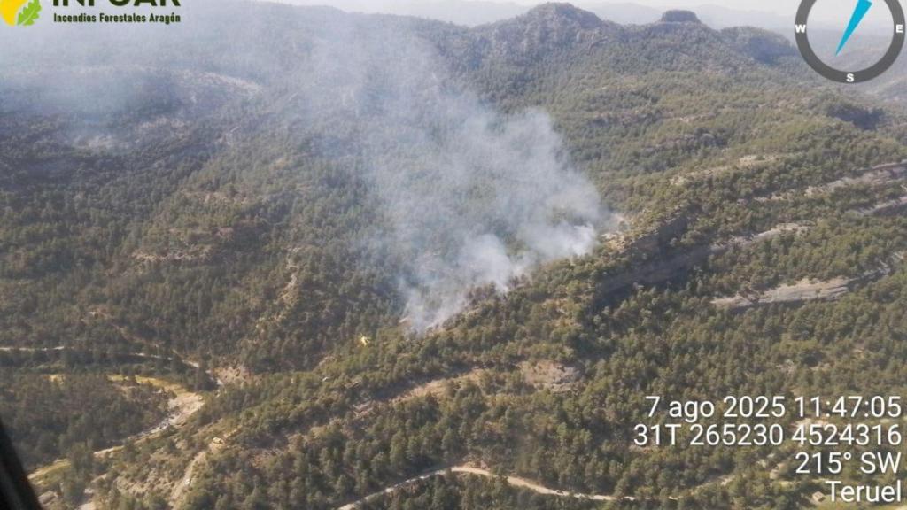Imagen del incendio forestal de Beceite