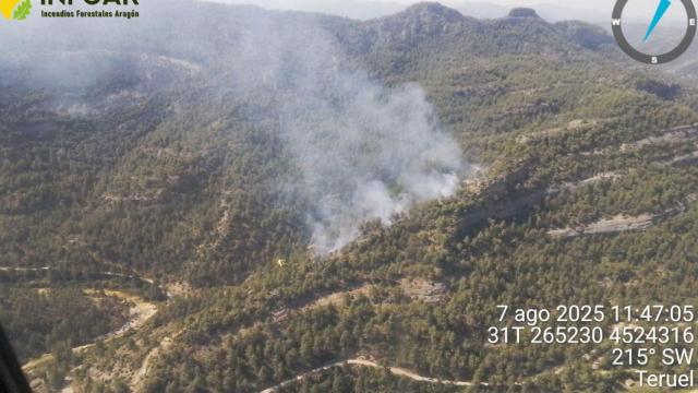 Imagen del incendio forestal de Beceite