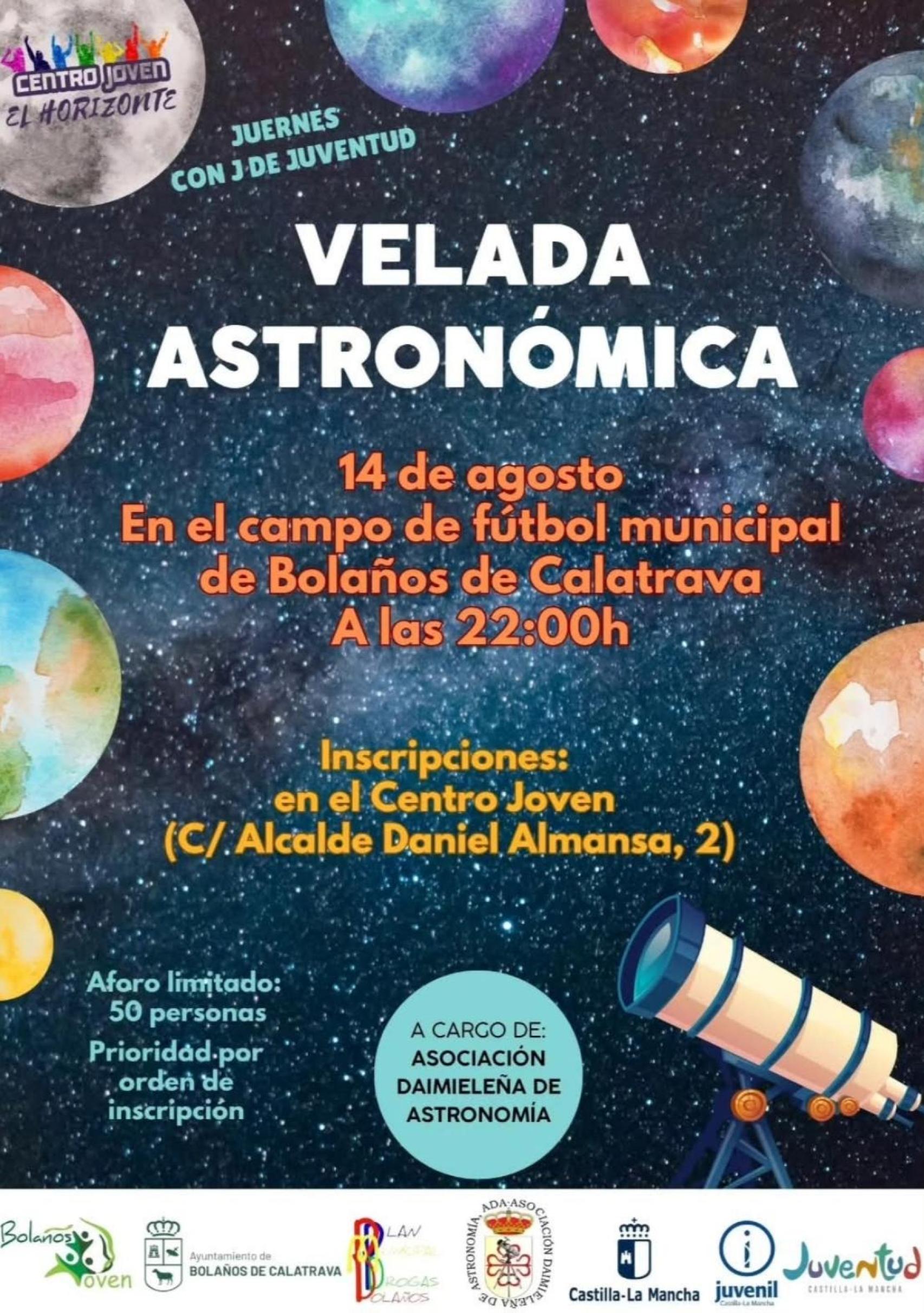 Velada astronómica en Bolaños de Calatrava. Foto: Ayuntamiento.