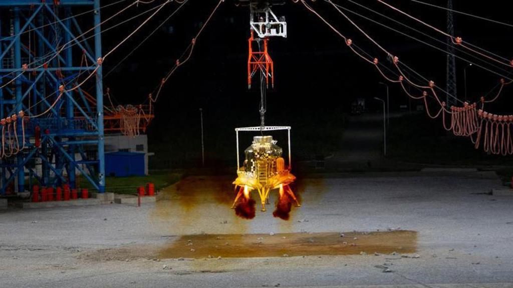 El módulo lunar en la prueba de Huailai.