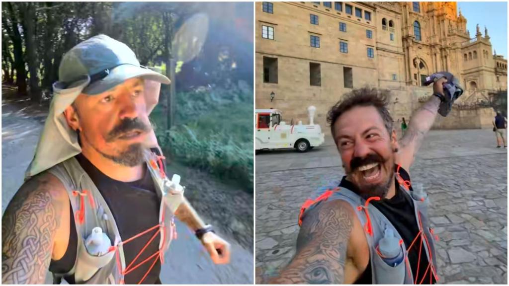 Un gallego corre los últimos 100 km del Camino de Santiago