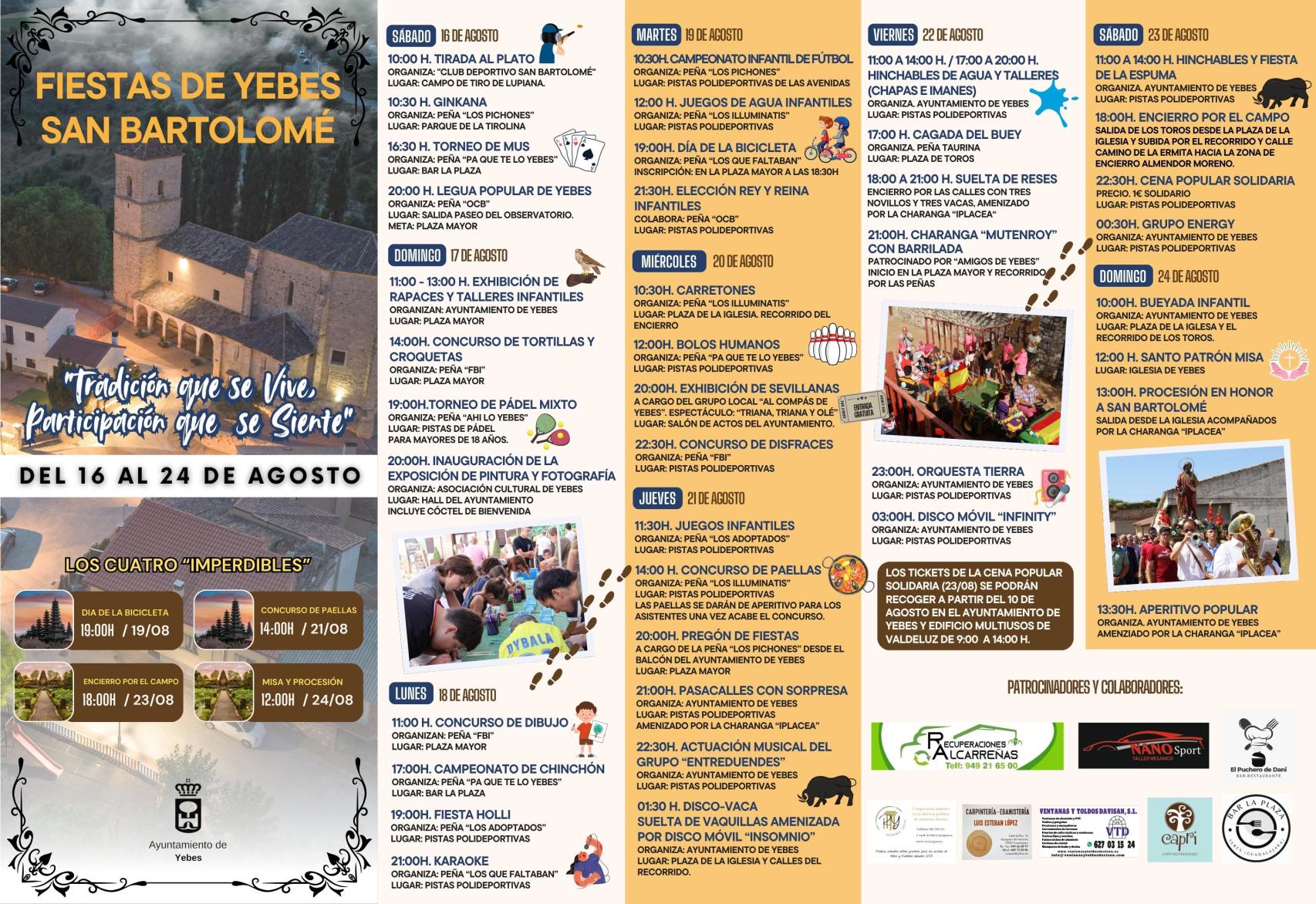 Programa completo de las fiestas de Yebes.