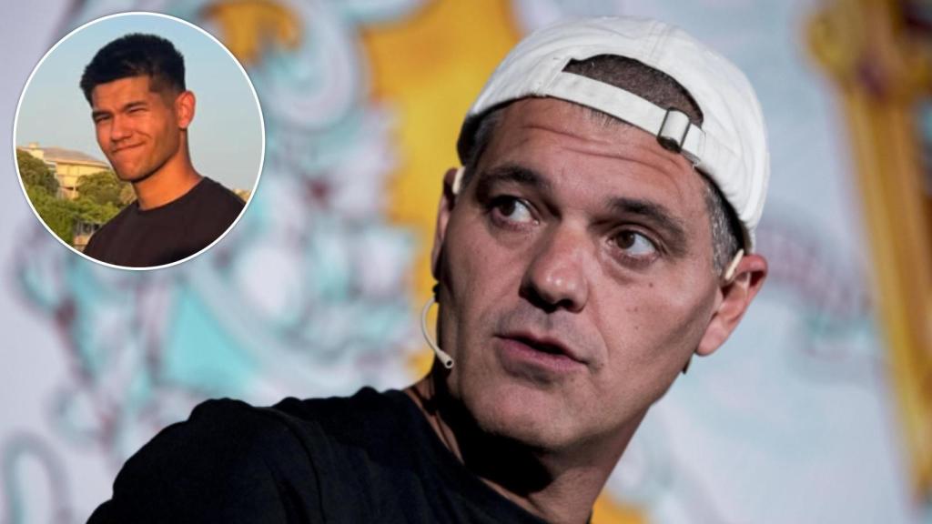 Frank Cuesta en una imagen de archivo junto a otra de su hijo Zape