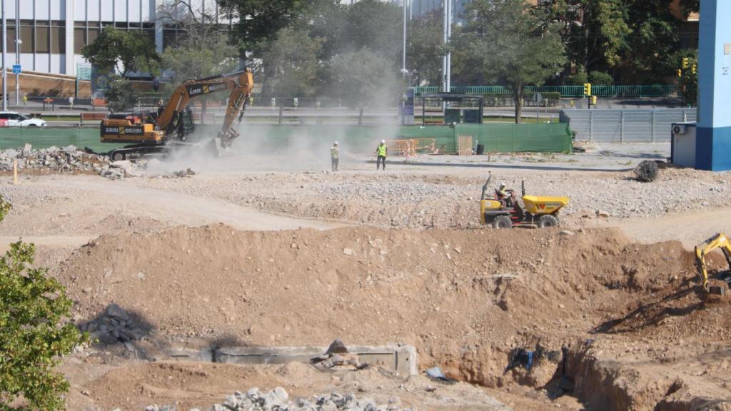 Trabajos en las obras de La Romareda durante este jueves