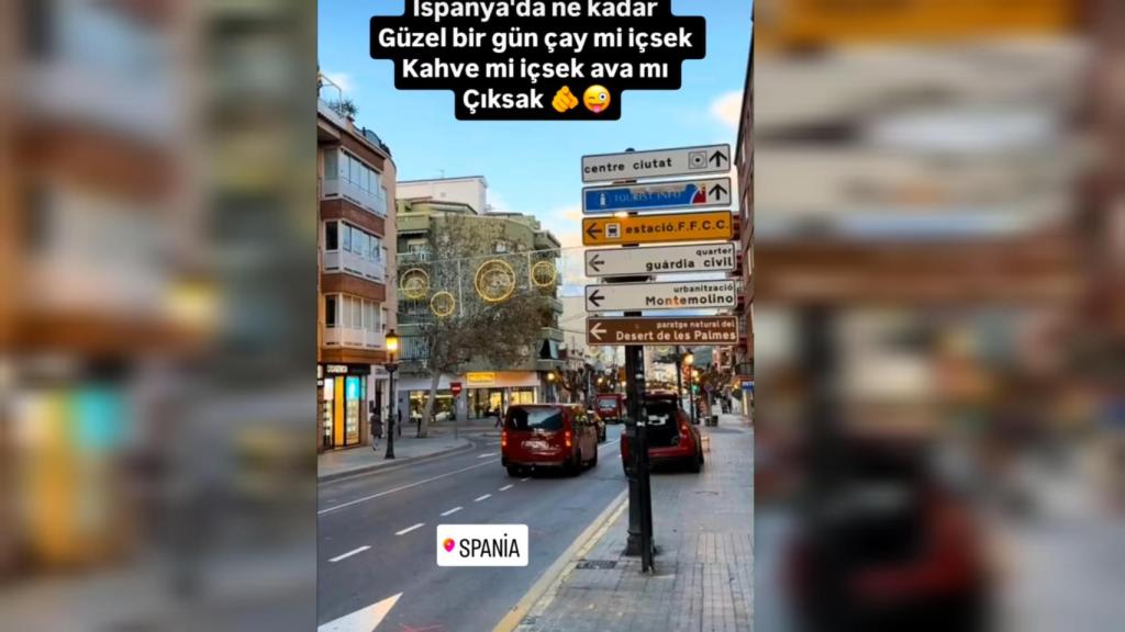 Historia de Instagram falsa en Castellón donde se puede ver el alumbrado navideño encendido.