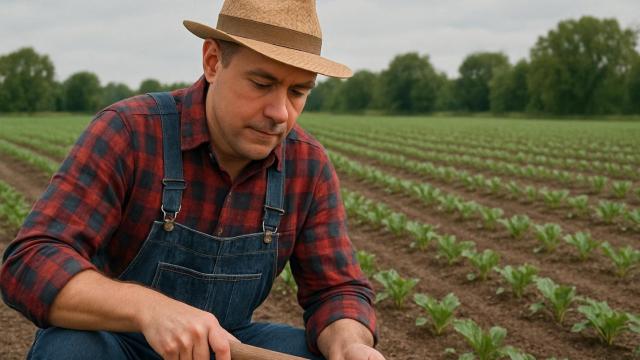 Agricultor trabajando en el campo.