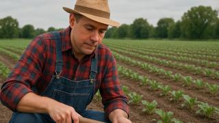 Agricultor trabajando en el campo.