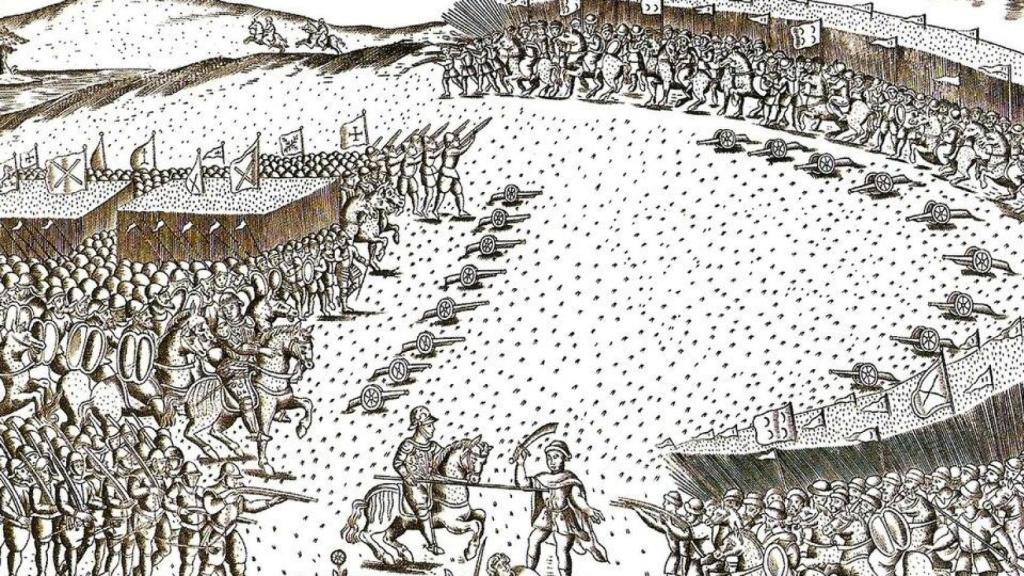 Grabado de 1629 de la batalla de Alcazarquivir.