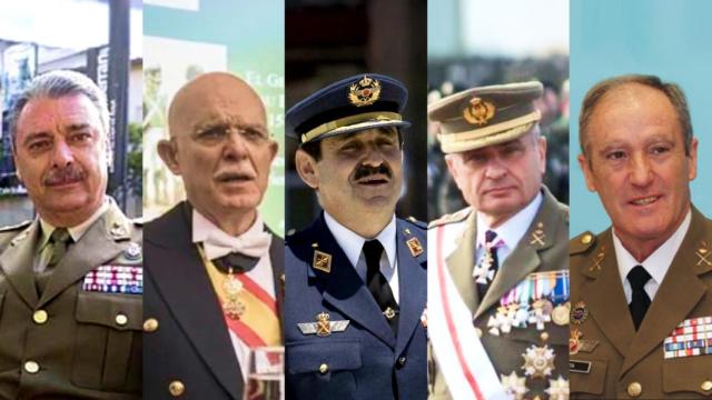Los generales  Antonio Budiño, Agustín Rosety, Manuel Mestre, Fulgencio Coll y Alberto Asarta.
