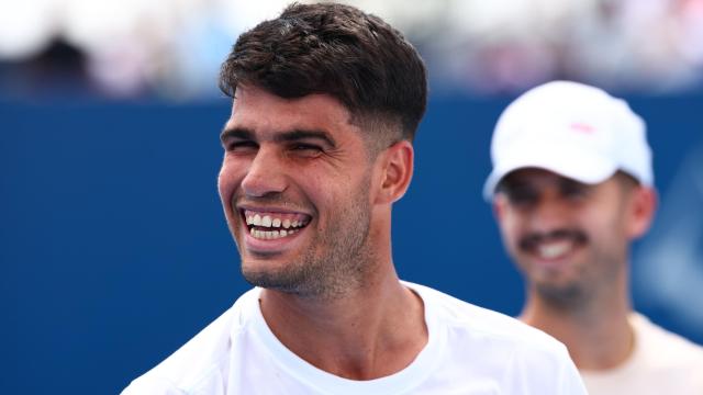 Carlos Alcaraz, durante un entrenamiento en Cincinnati