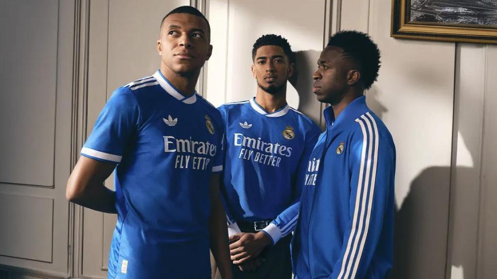 Mbappé, Bellingham y Vinicius, con la tercera camiseta del Real Madrid 2025/26