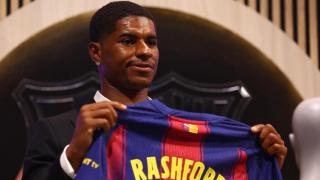 Rashford, presentado como nuevo jugador del Barça.