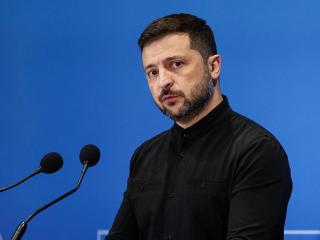 Volodímir Zelenski, presidente de Ucrania, en una comparecencia ante los medios de comunicación.