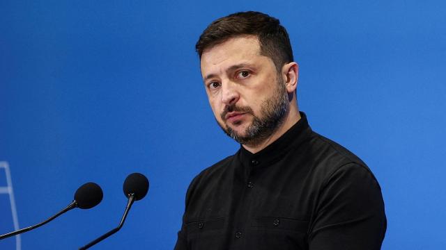 Volodímir Zelenski, presidente de Ucrania, en una comparecencia ante los medios de comunicación.