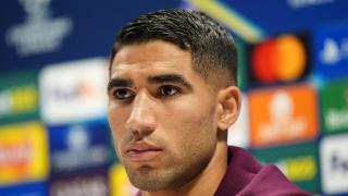 Achraf atiende a los medios en la rueda de prensa previa al partido ante el Arsenal en Champions.
