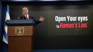 El primer ministro israelí, Benjamin Netanyahu, durante su conferencia de este domingo en su oficina de Jersusalén.