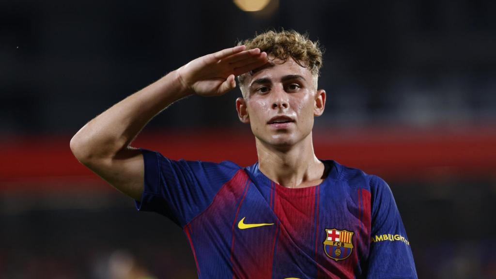 Fermín celebra su segundo tanto de la noche.