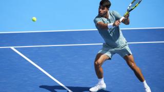 Carlos Alcaraz, durante su estreno de este domingo en el Masters de Cincinati.