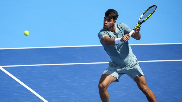 Carlos Alcaraz, durante su estreno de este domingo en el Masters de Cincinati.