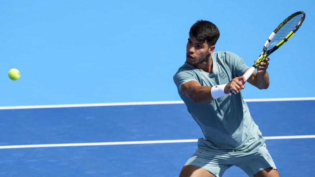 Carlos Alcaraz, durante su estreno de este domingo en el Masters de Cincinati.