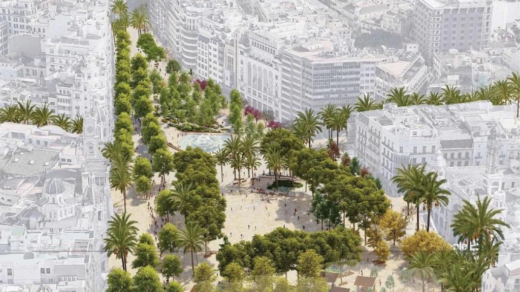 Proyecto 'Re-Natura', 'render' de la remodelación de la Plaza del Ayuntamiento. EE