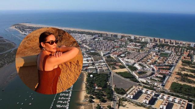 Collage del pueblo y Vicky Martín Berrocal.