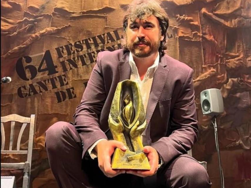 Gregorio Moya, de Argamasilla de Alba, ganador de la 'Lámpara Minera' del Festival Internacional del Cante de las Minas en La Unión.