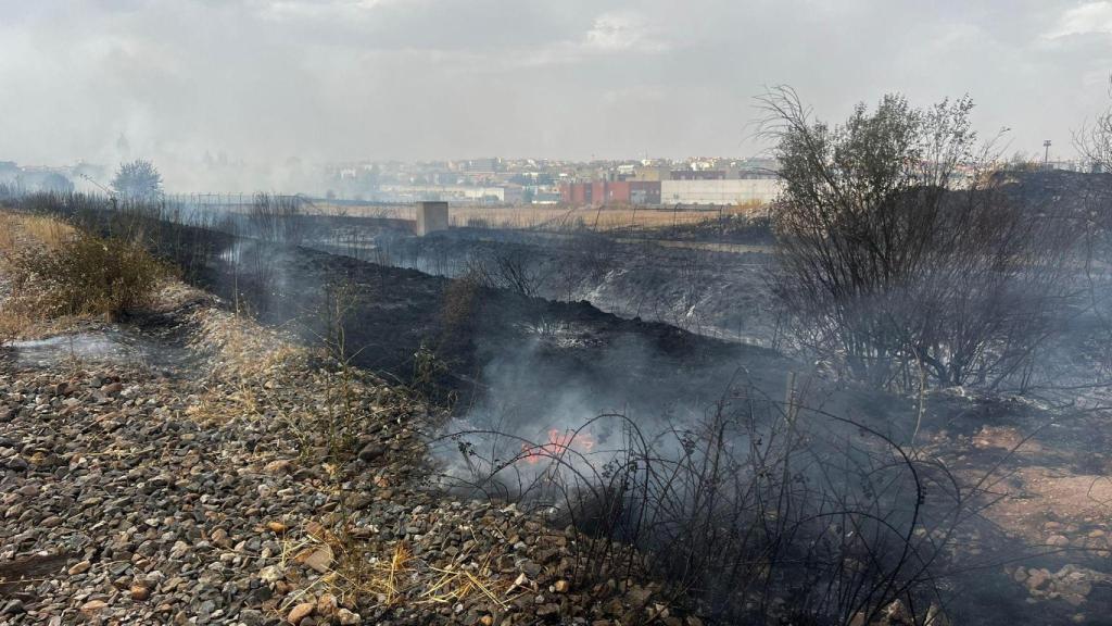 Las llamas devoran una zona de pasto de Carbajosa (Salamanca)