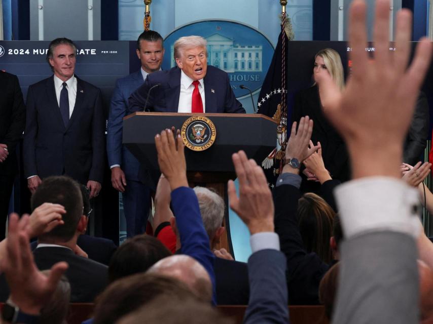 El presidente estadounidense, Donald Trump, en la rueda de prensa de ayer en Washington D.C.