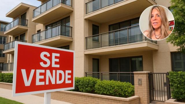 Imagen generada por IA de una vivienda en venta y la analista Montse Cespedosa.