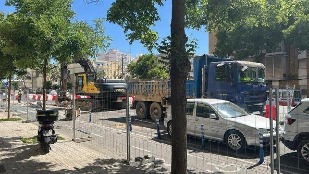 Obras de la línea 3 del Metro a su paso por la Macarena.